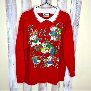 Vintage YS Casuals Christmas Collared Sweatshirt
